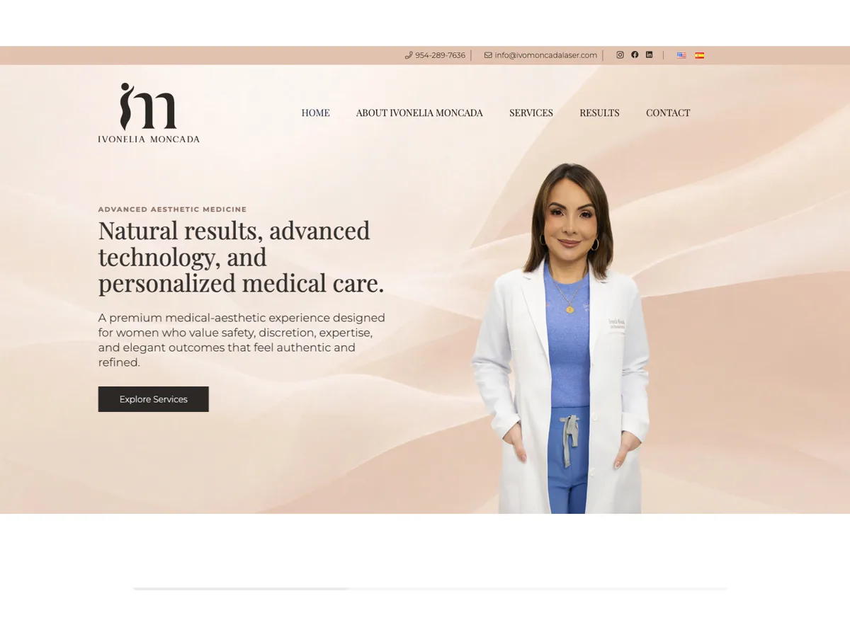 Screenshot de la web de Ivo Moncada Laser